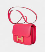 Hermes Mini Constance 18 Bag Rose Extreme Epsom Leather with Gold Hardware