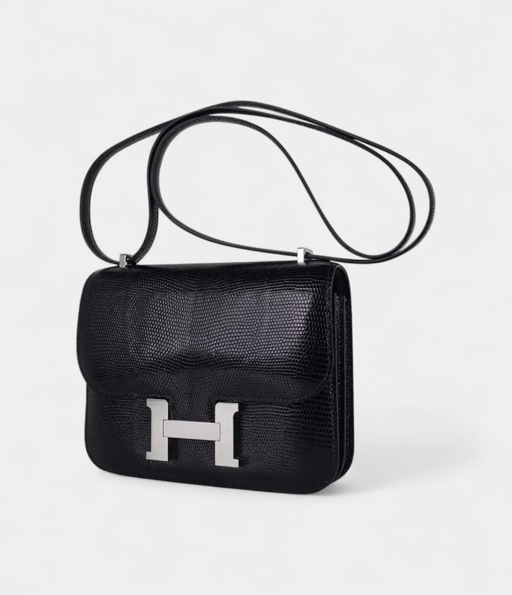 Hermes Mini Constance Bag 18 Black Lizard with Palladium Hardware