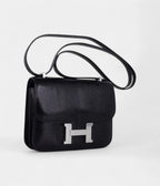 Hermes Mini Constance Bag 18 Black Lizard with Palladium Hardware