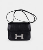 Hermes Mini Constance Bag 18 Black Lizard with Palladium Hardware