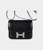 Hermes Mini Constance Bag 18 Black Lizard with Palladium Hardware