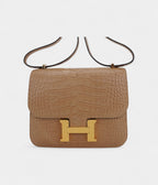 Hermes Mini Constance Bag 18 Chai Matte Alligator with Gold Hardware