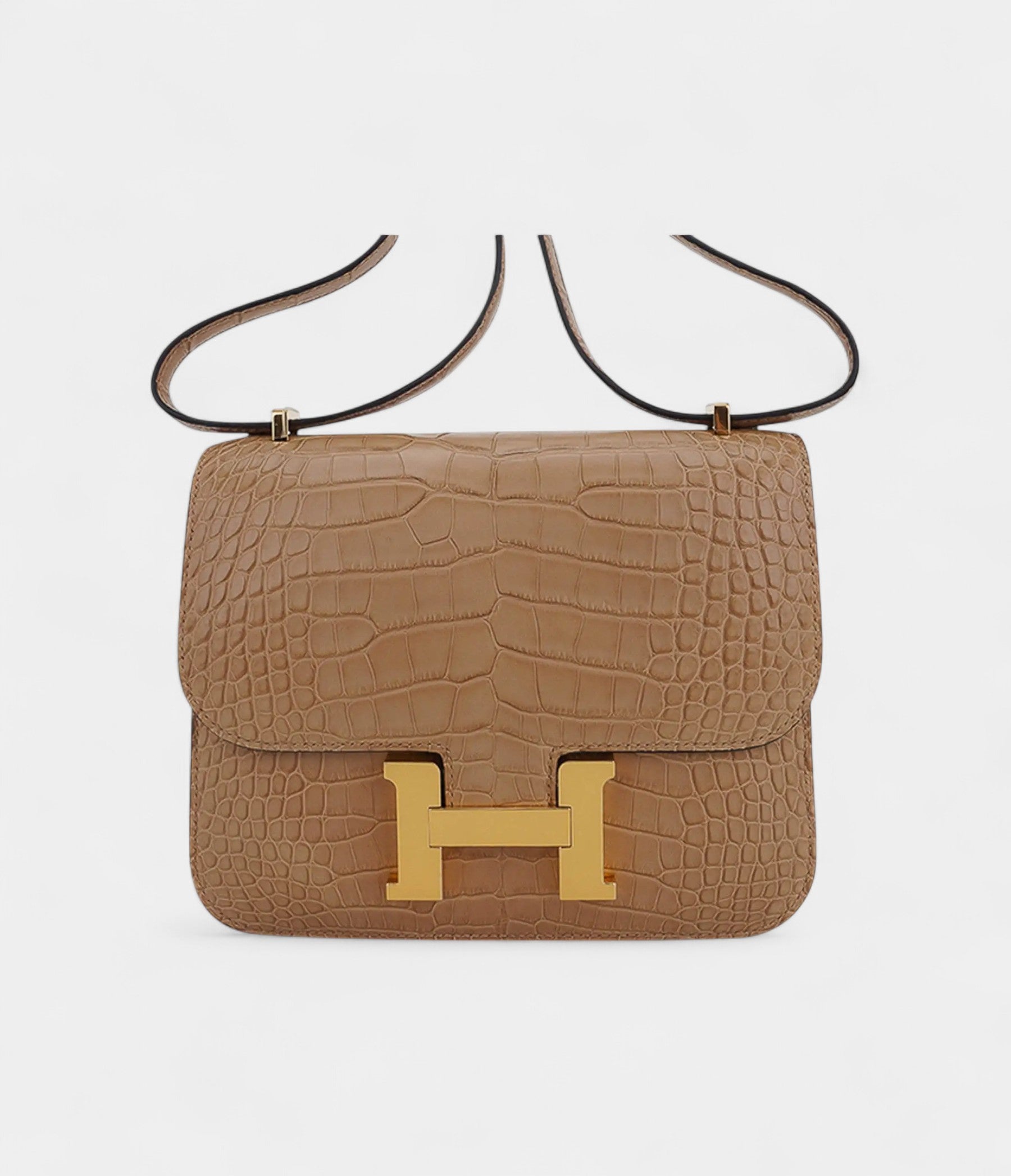 Hermes Mini Constance Bag 18 Chai Matte Alligator with Gold Hardware