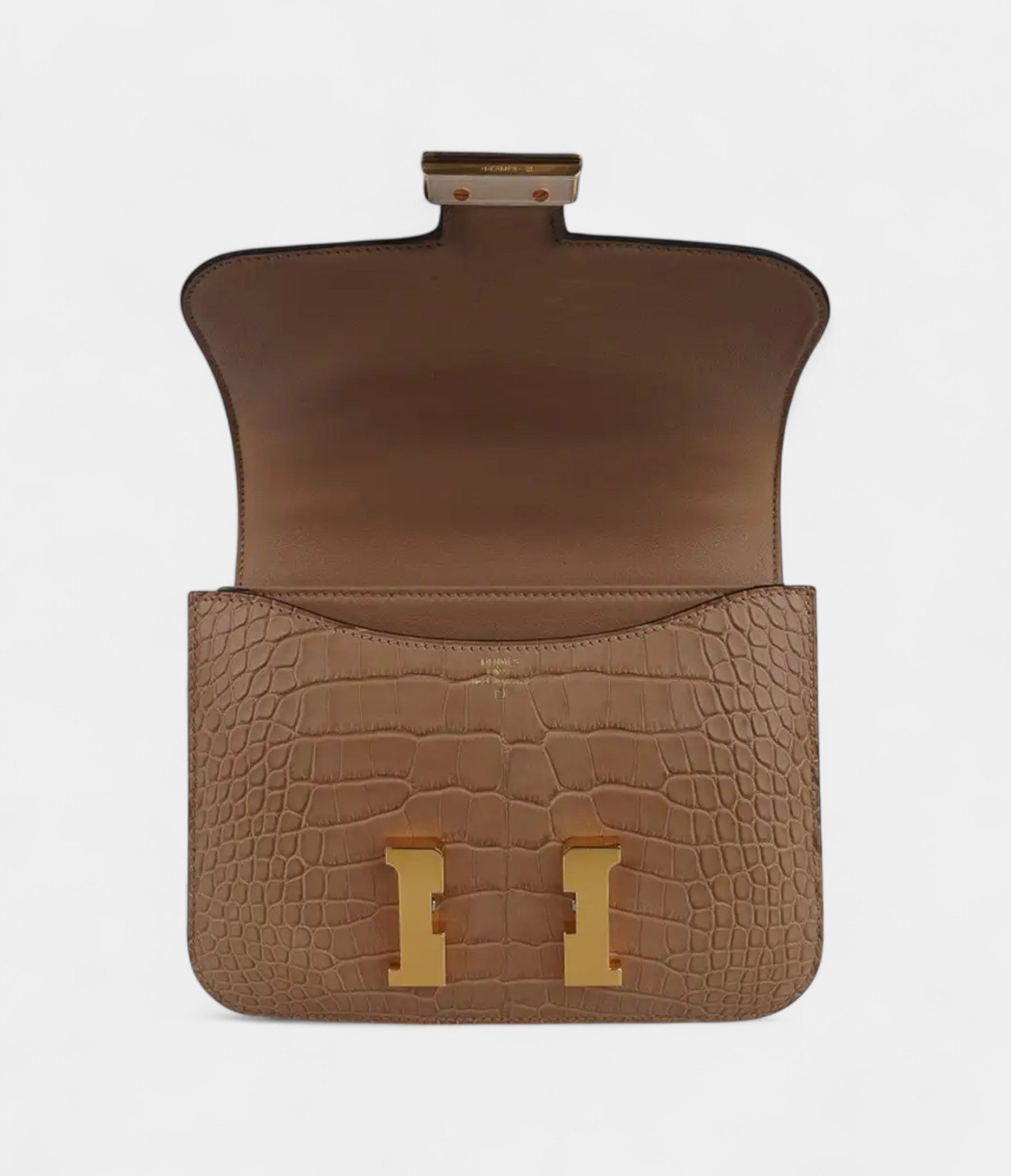 Hermes Mini Constance Bag 18 Chai Matte Alligator with Gold Hardware