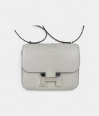 Hermes Mini Constance Bag 18 Gris Perle Matte Alligator with Palladium Hardware