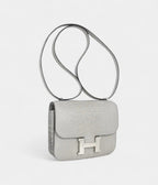 Hermes Mini Constance Bag 18 Gris Perle Matte Alligator with Palladium Hardware