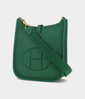HMMini Evelyne Shoulder Bag in Green Taurillon Clémence Leather