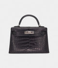 HMMini Kelly II Black Matte Alligator Palladium Hardware