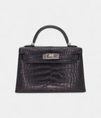 HMMini Kelly II Black Matte Alligator Palladium Hardware
