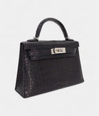 HMMini Kelly II Black Matte Alligator Palladium Hardware