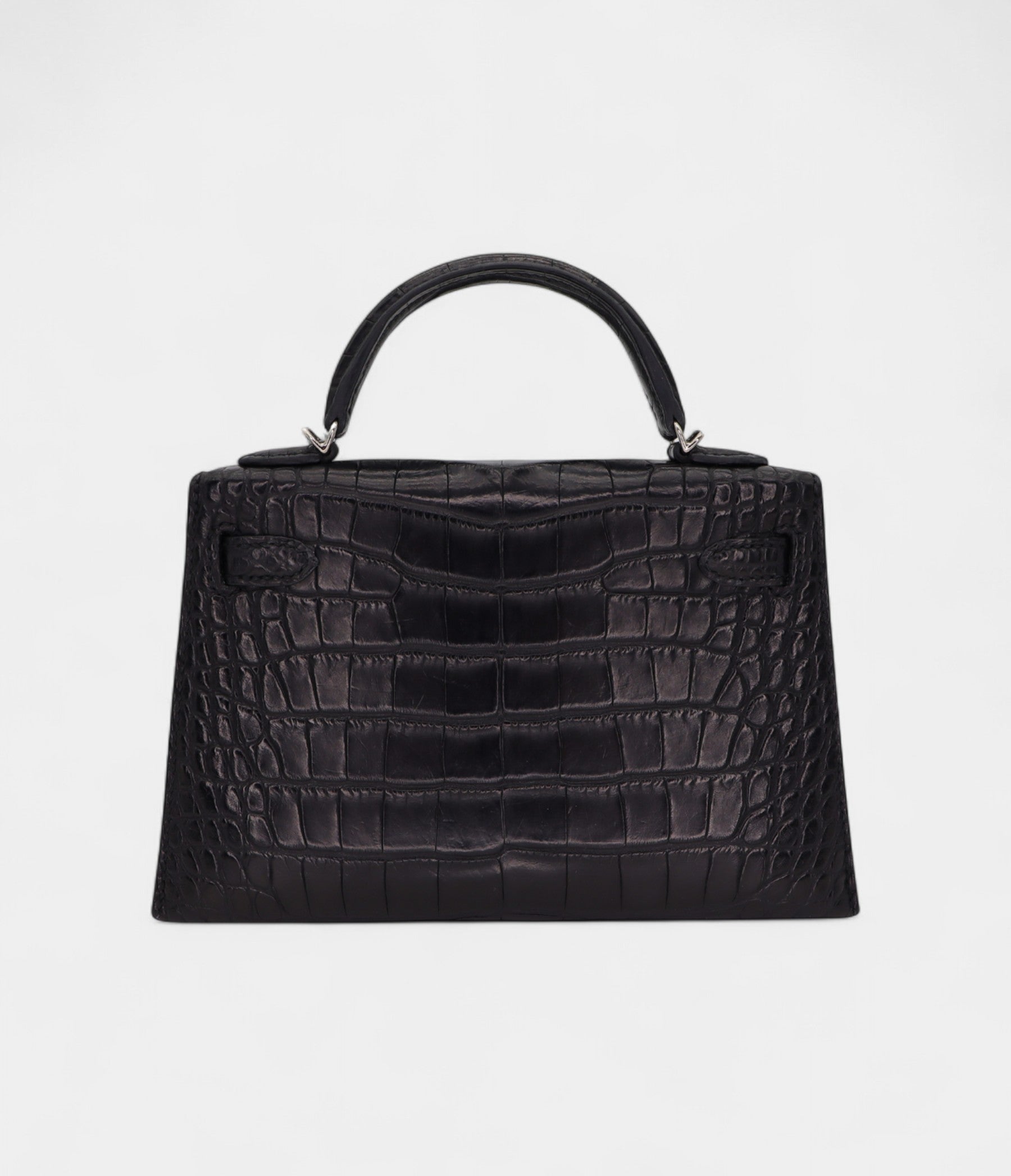 HMMini Kelly II Black Matte Alligator Palladium Hardware
