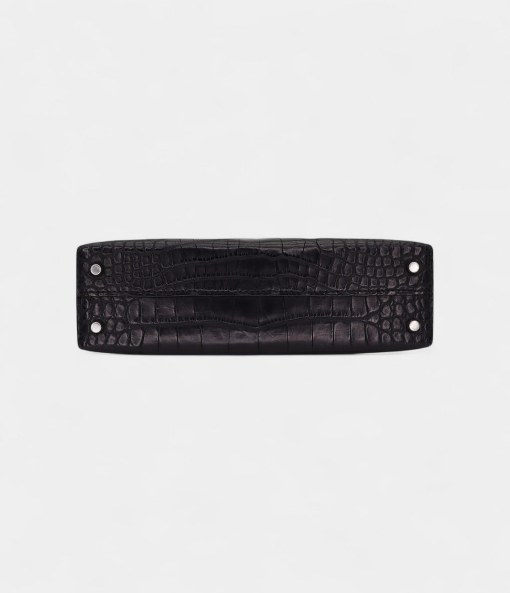 HMMini Kelly II Black Matte Alligator Palladium Hardware