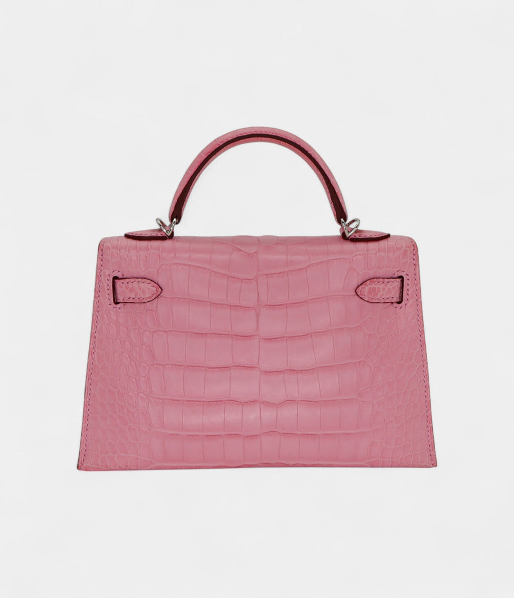 HMMini Kelly II Bubblegum Matte Alligator Palladium Hardware