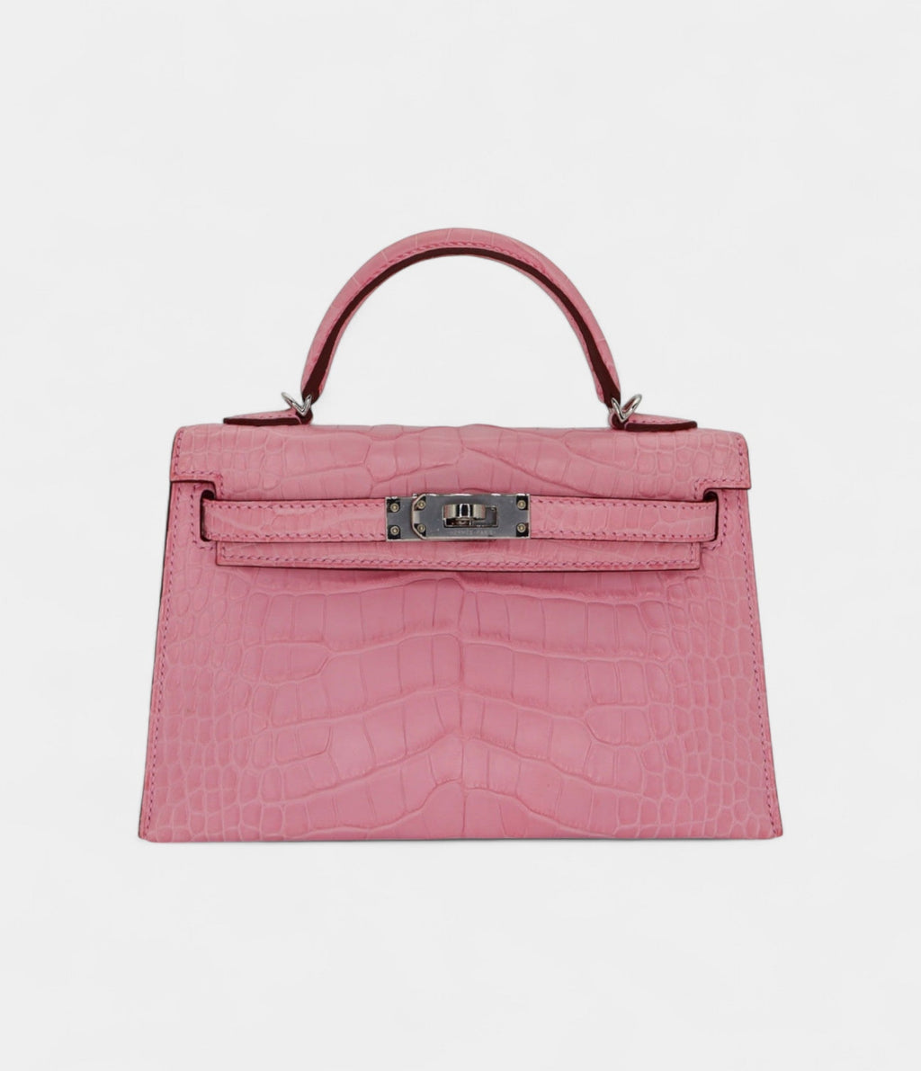 HMMini Kelly II Bubblegum Matte Alligator Palladium Hardware