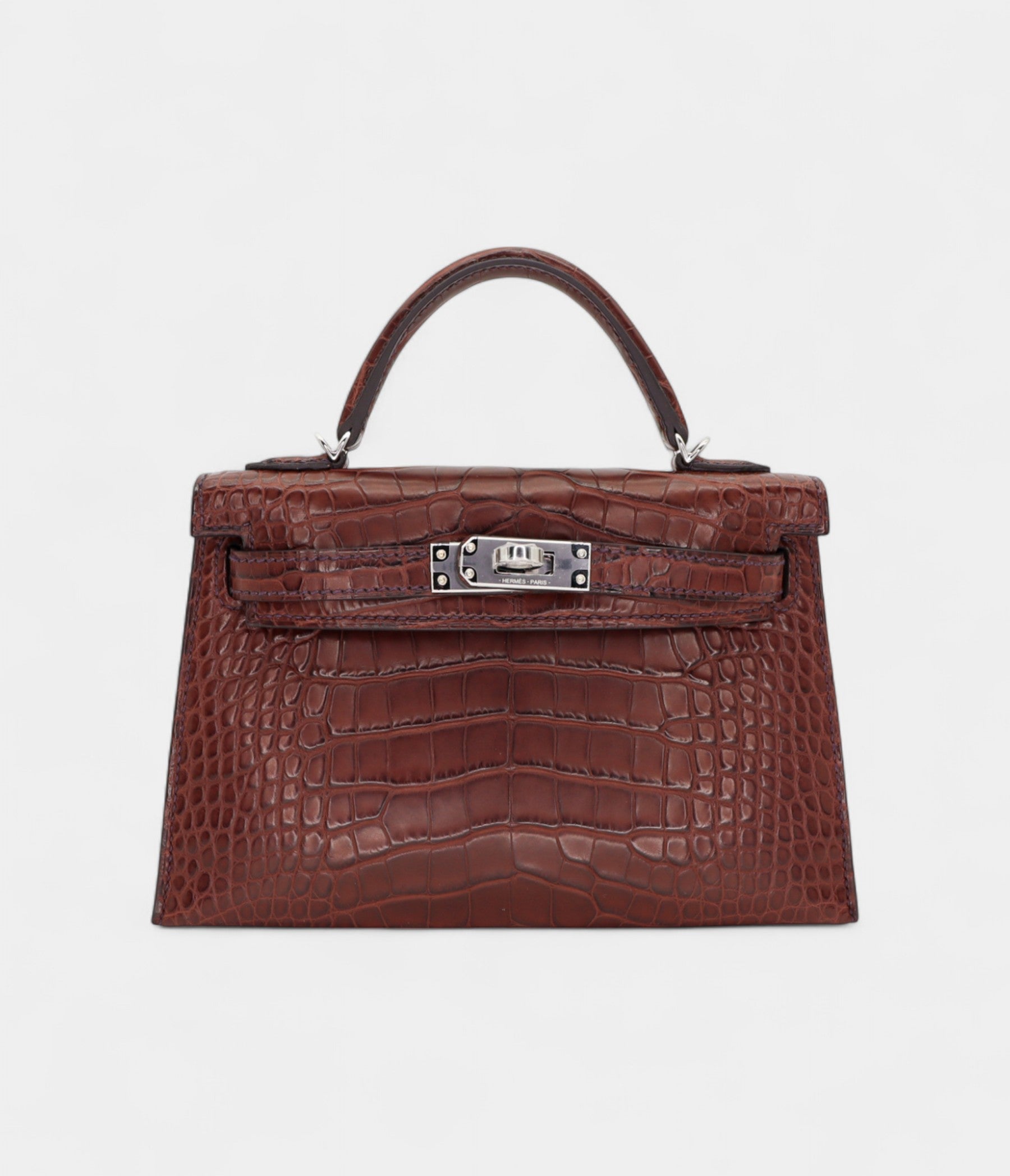 HMMini Kelly II Havane Matte Alligator Palladium Hardware