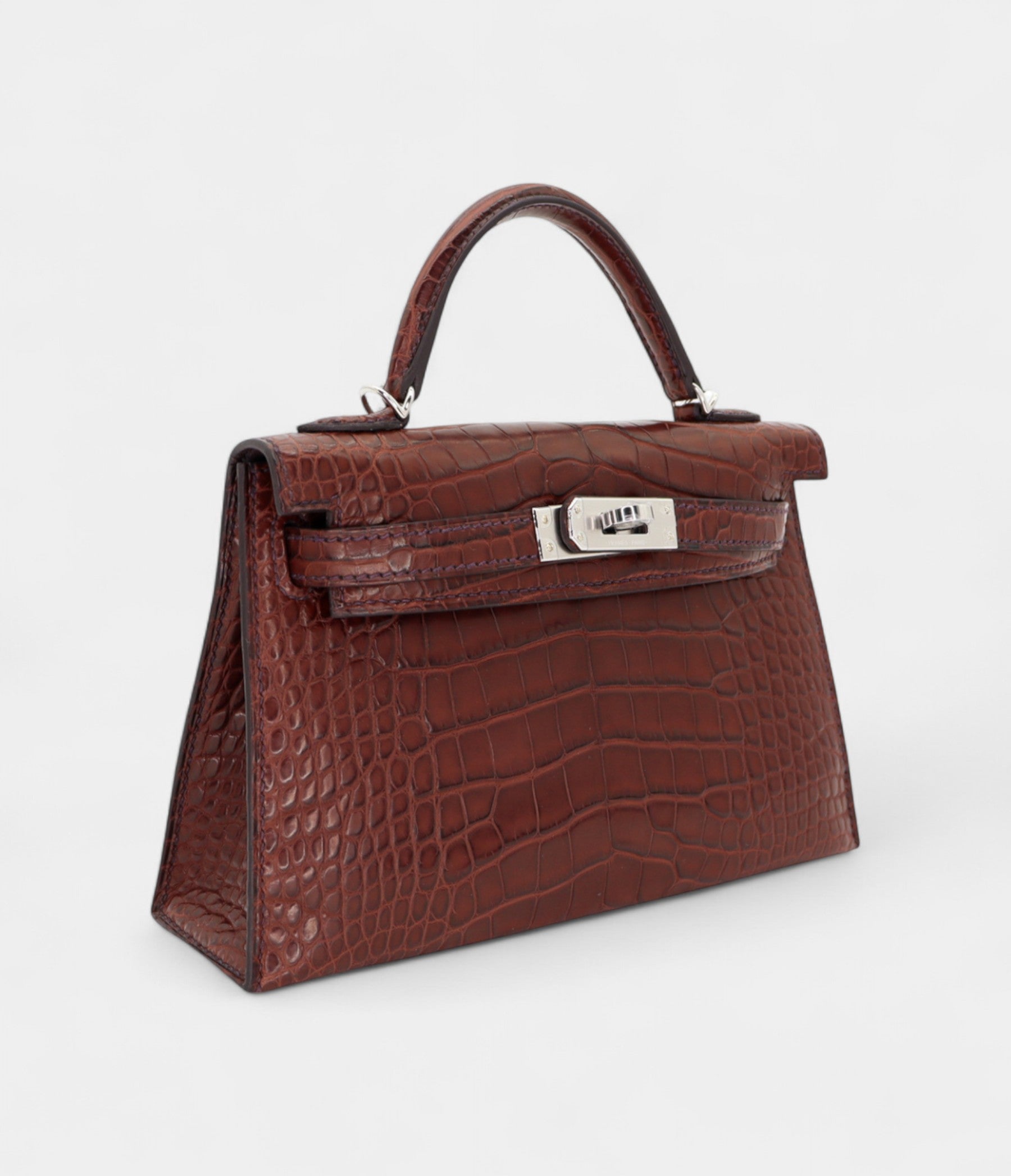 HMMini Kelly II Havane Matte Alligator Palladium Hardware