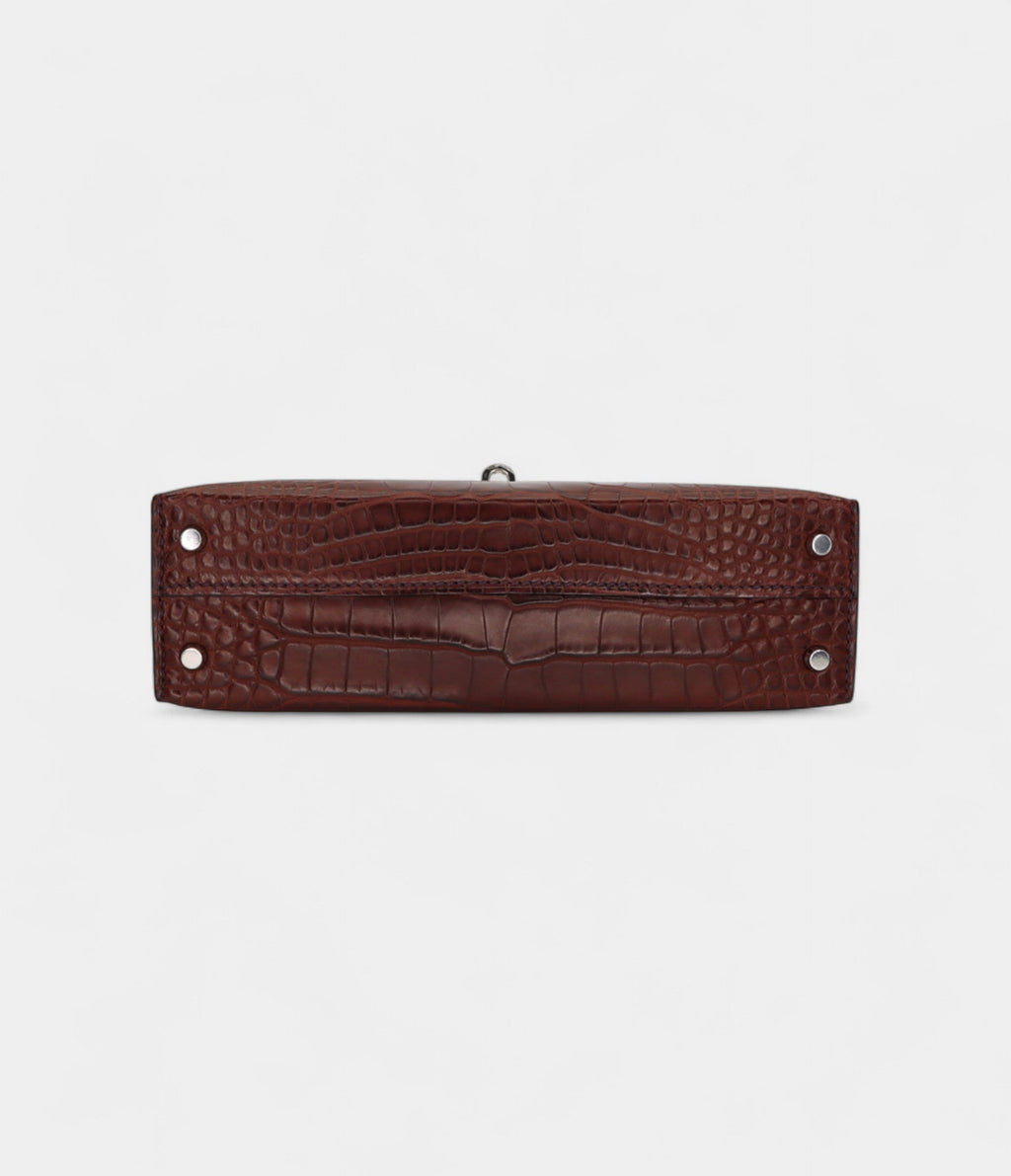 HMMini Kelly II Havane Matte Alligator Palladium Hardware