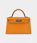 HMMini Kelly II Sellier Moutarde Chèvre Palladium Hardware