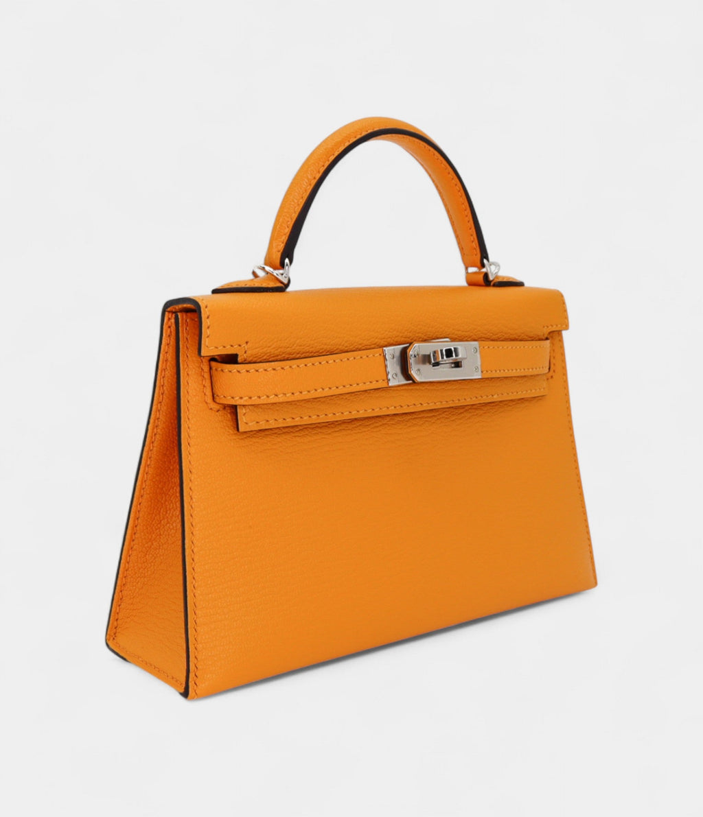 HMMini Kelly II Sellier Moutarde Chèvre Palladium Hardware