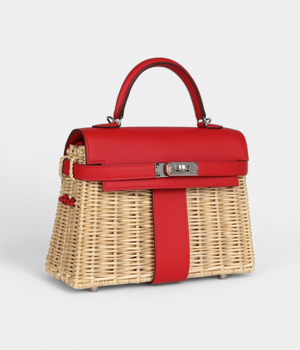 HMMini Picnic Kelly 20 Rouge De Coeur Swift Palladium Hardware