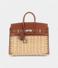 HMNaturel Wicker and Fauve Barenia Picnic BK 25 Palladium Hardware