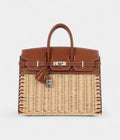 HMNaturel Wicker and Fauve Barenia Picnic BK 25 Palladium Hardware