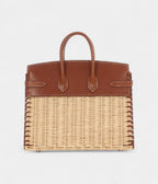 HMNaturel Wicker and Fauve Barenia Picnic BK 25 Palladium Hardware