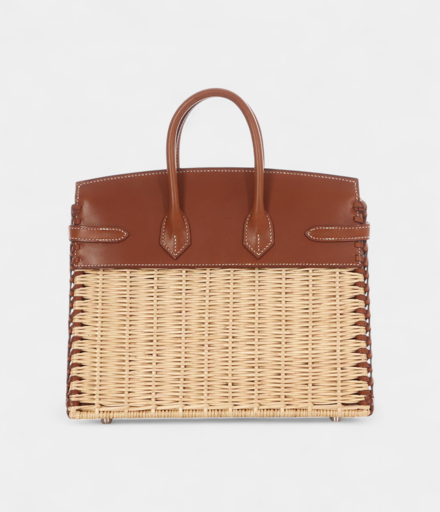 HMNaturel Wicker and Fauve Barenia Picnic BK 25 Palladium Hardware