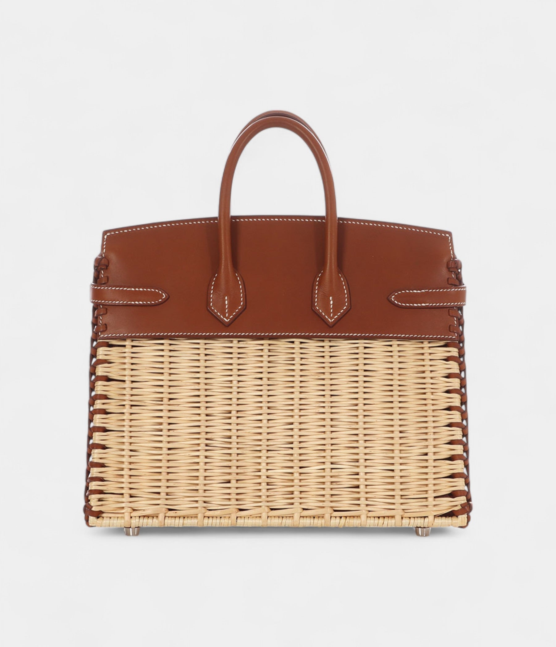 HMNaturel Wicker and Fauve Barenia Picnic BK 25 Palladium Hardware