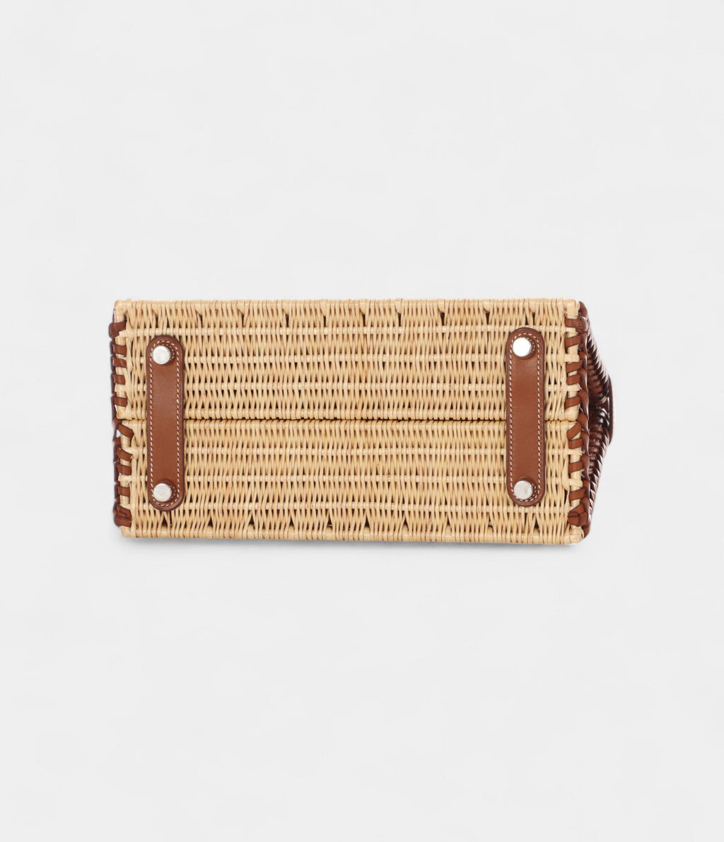 HMNaturel Wicker and Fauve Barenia Picnic BK 25 Palladium Hardware