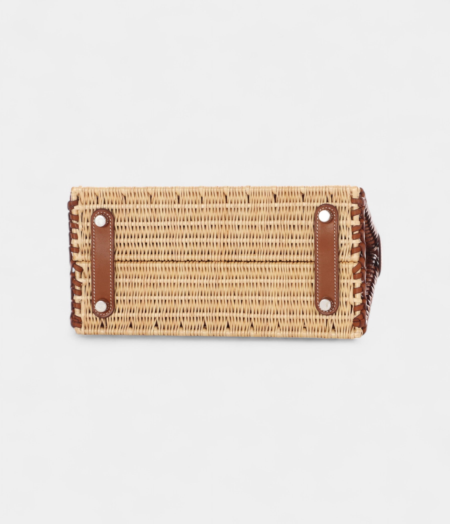 HMNaturel Wicker and Fauve Barenia Picnic BK 25 Palladium Hardware