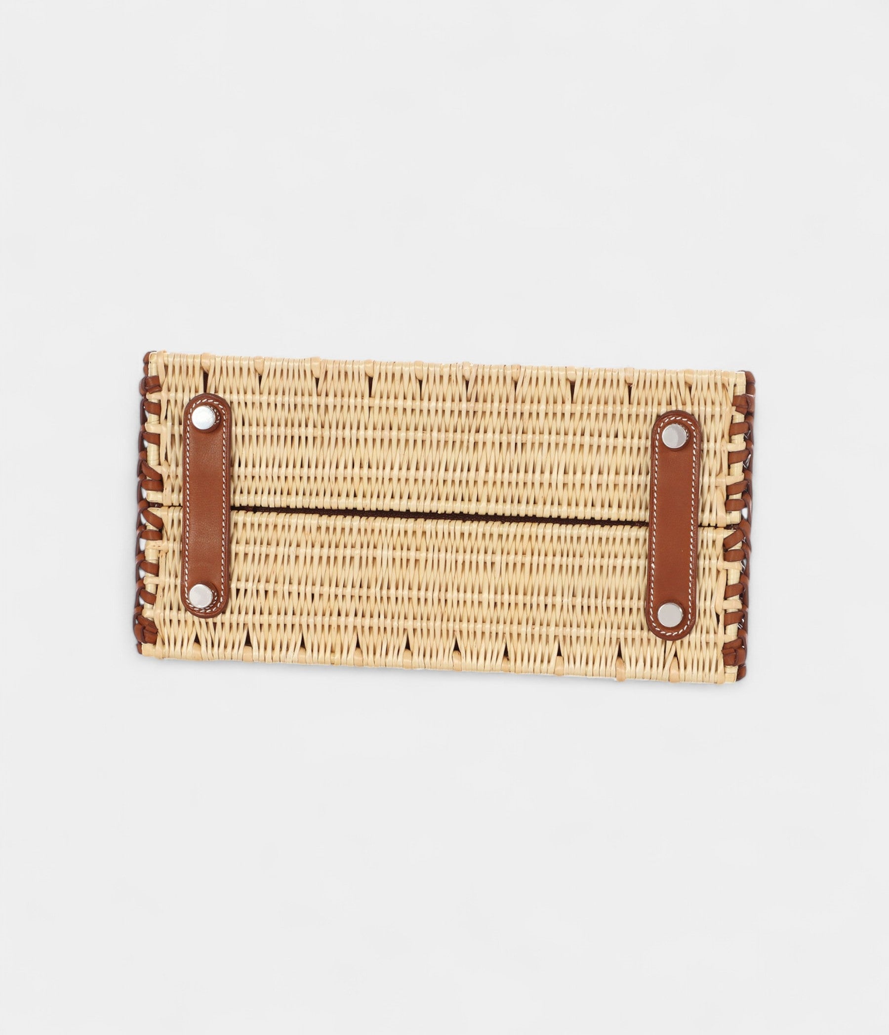 HMNaturel Wicker and Fauve Barenia Picnic BK 25 Palladium Hardware