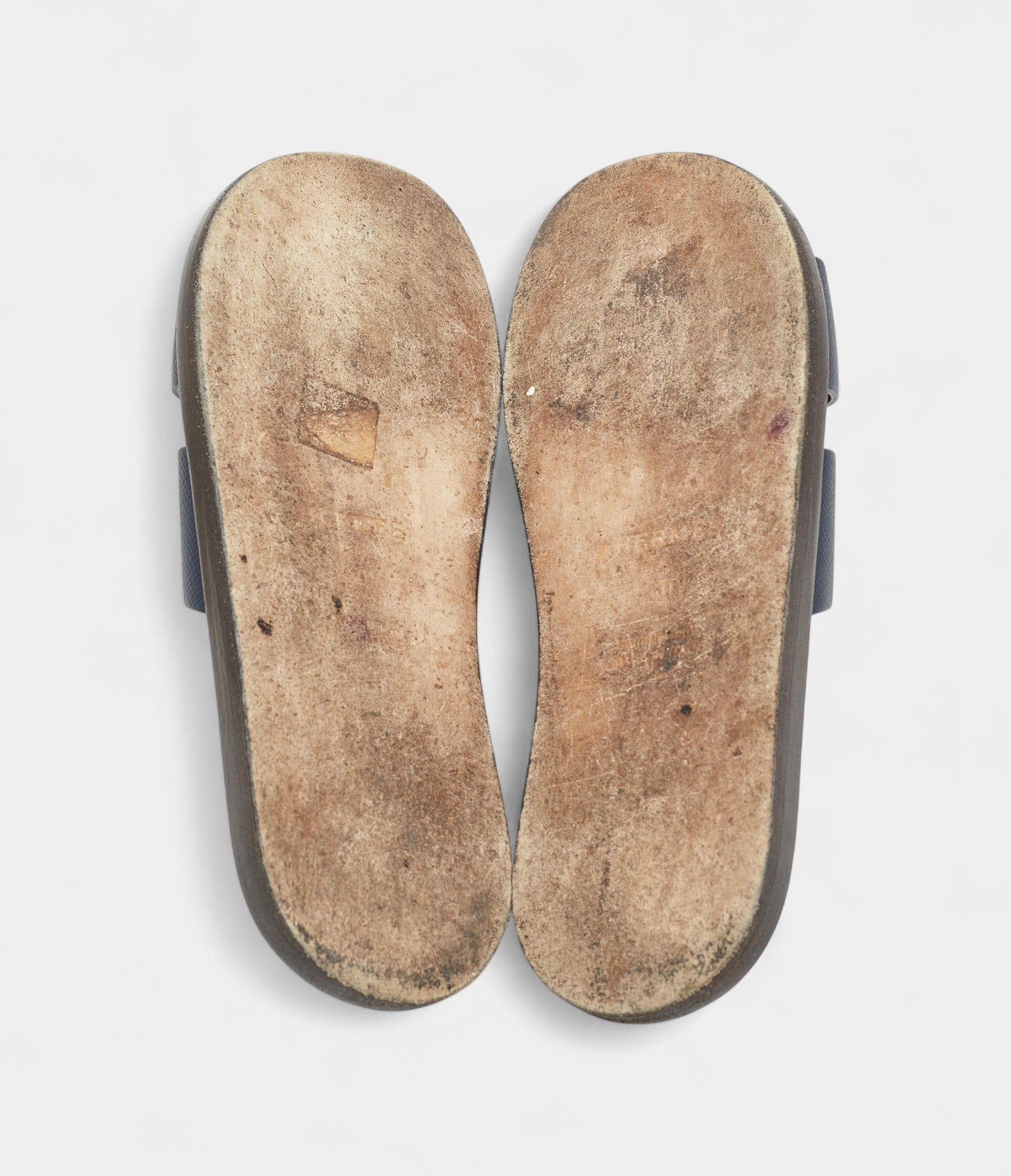 Hermes Navy Blue Leather Izmir Flat Slides 40 EU