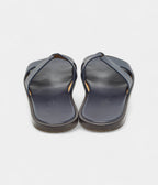 Hermes Navy Blue Leather Izmir Flat Slides 40 EU
