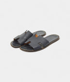 Hermes Navy Blue Leather Izmir Flat Slides 43 EU