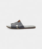 Hermes Navy Blue Leather Izmir Flat Slides 43 EU