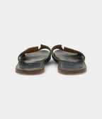 Hermes Navy Blue Leather Izmir Slides 44 EU