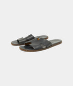 Hermes Navy Blue Leather Izmir Slides 44 EU