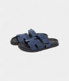 Hermes Navy Blue Nubuck Leather Chypre Sandals 42 EU