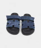 Hermes Navy Blue Nubuck Leather Chypre Sandals 42 EU
