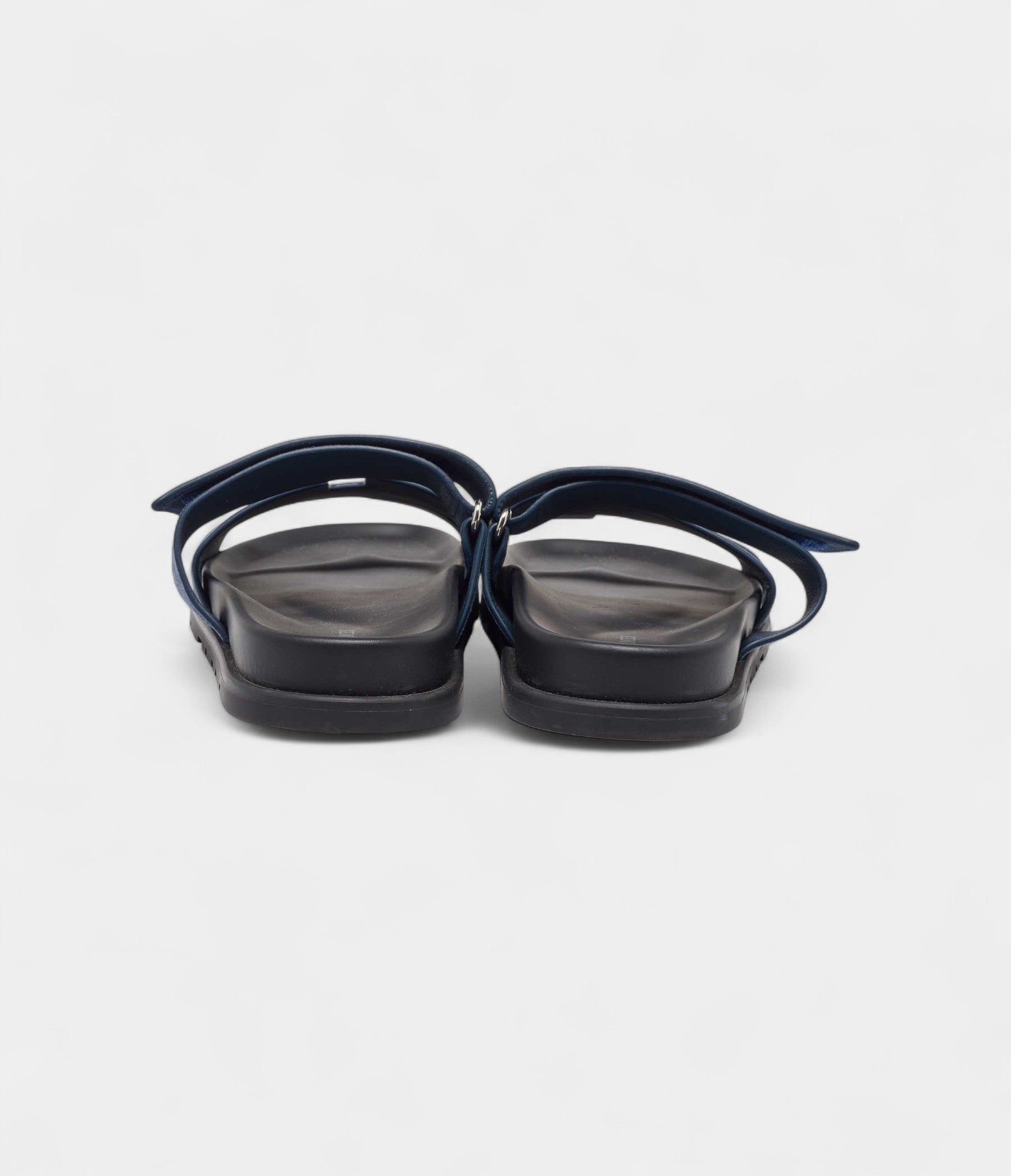Hermes Navy Blue Nubuck Leather Chypre Sandals 42 EU