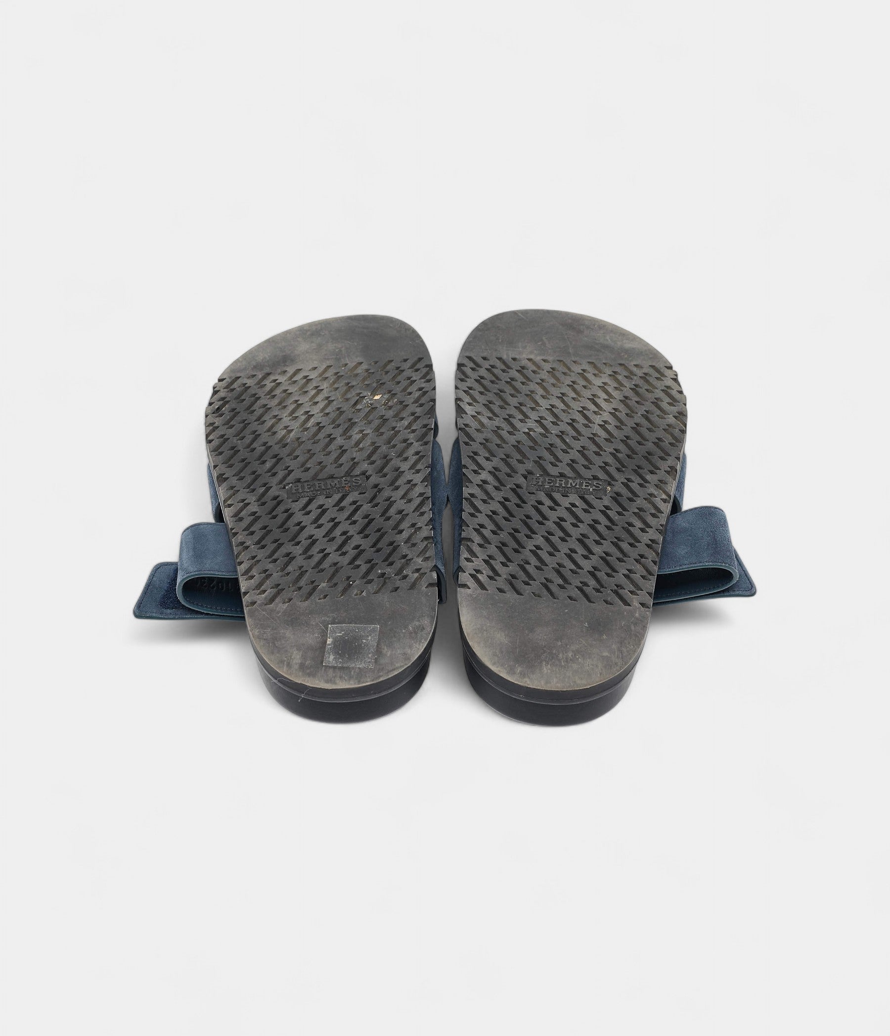 Hermes Navy Blue Suede Chypre Sandals 41 EU