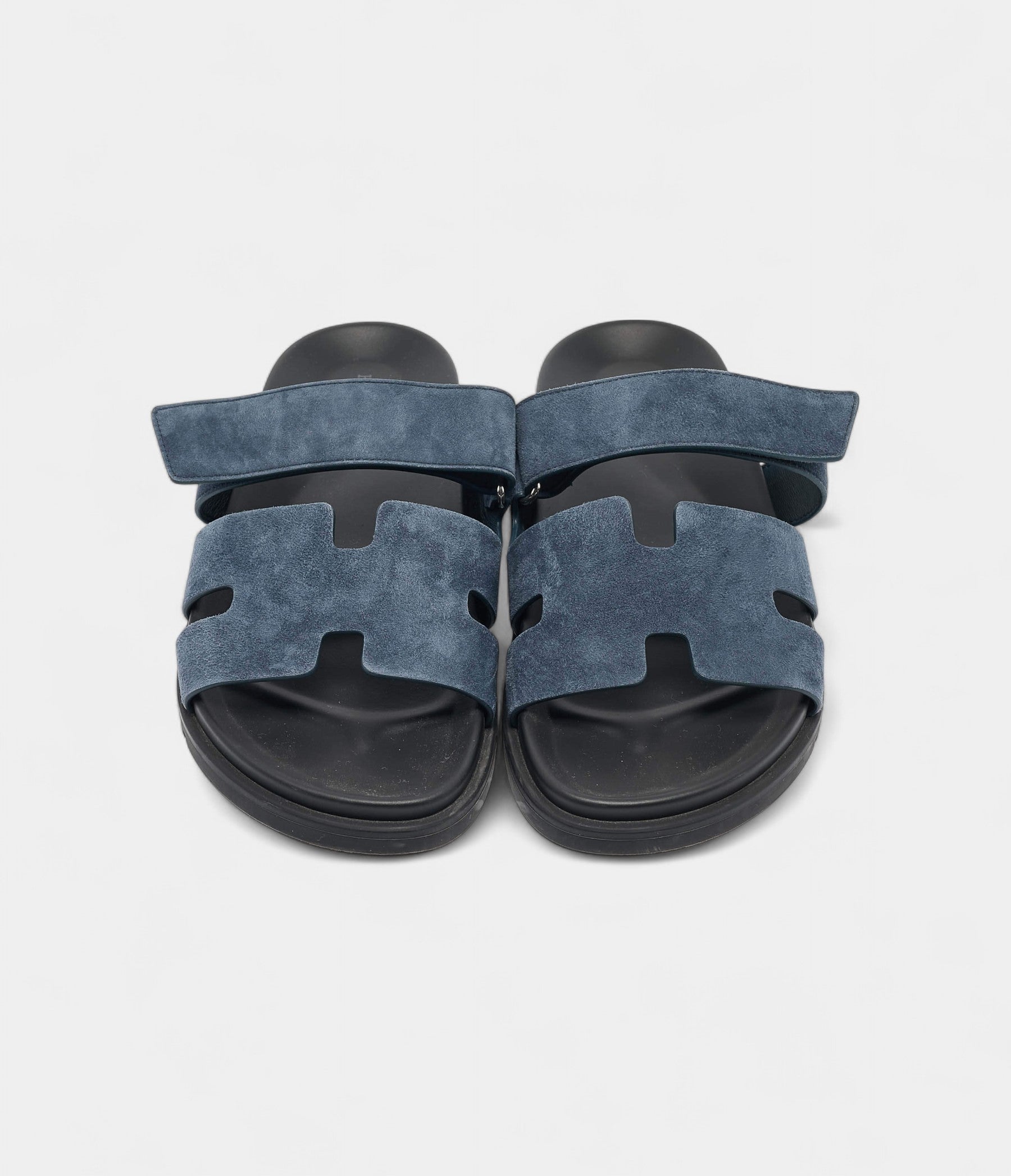 Hermes Navy Blue Suede Chypre Sandals 41 EU