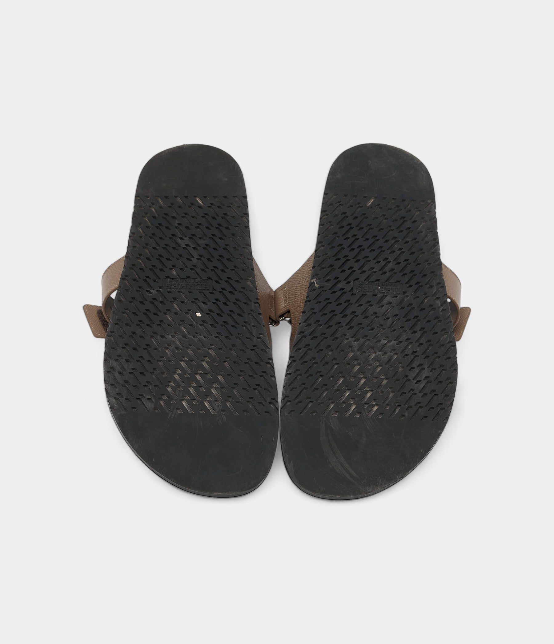 Hermes Olive Green Leather Chypre Flat Sandals 46 EU