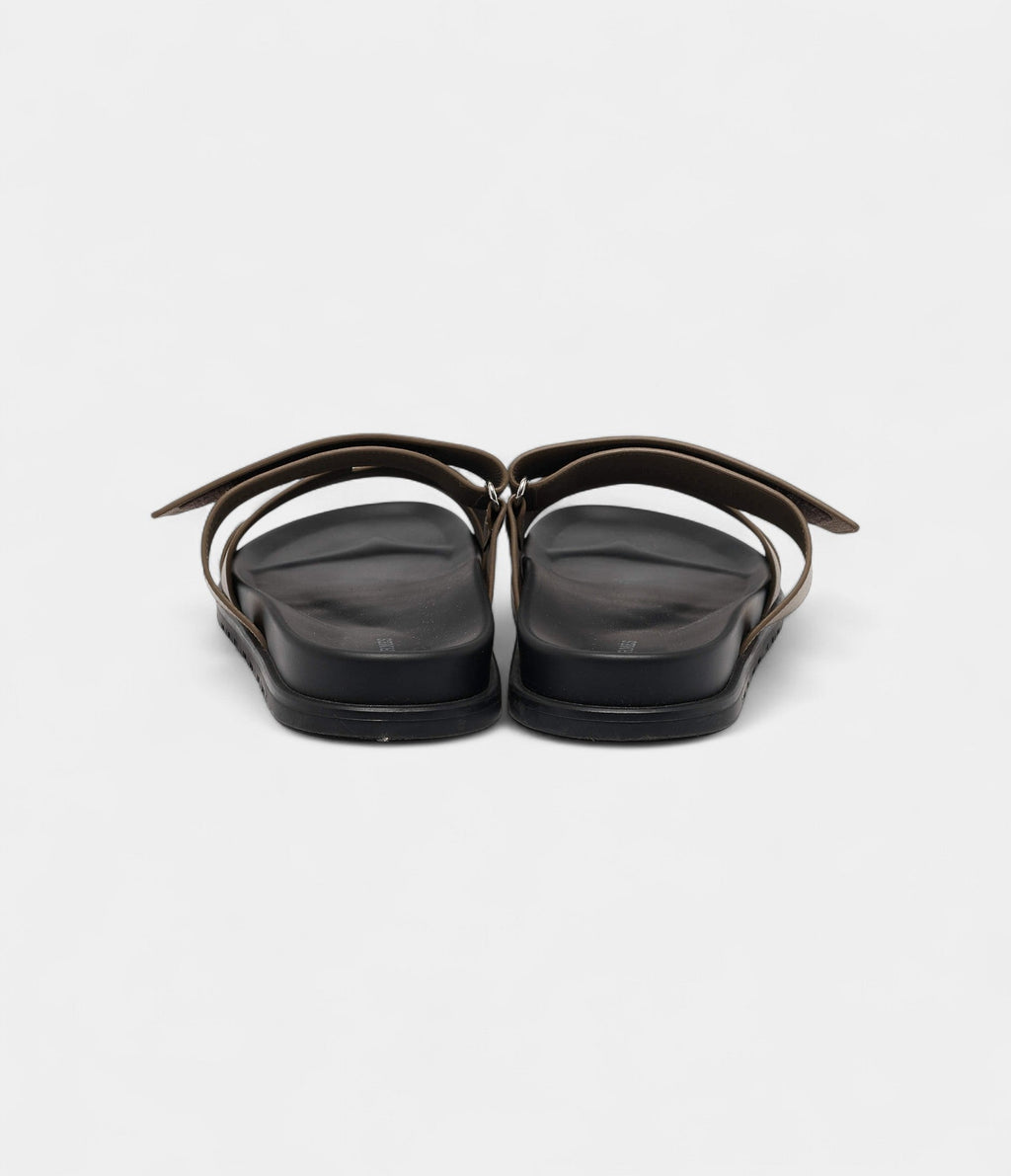 Hermes Olive Green Leather Chypre Flat Sandals 46 EU