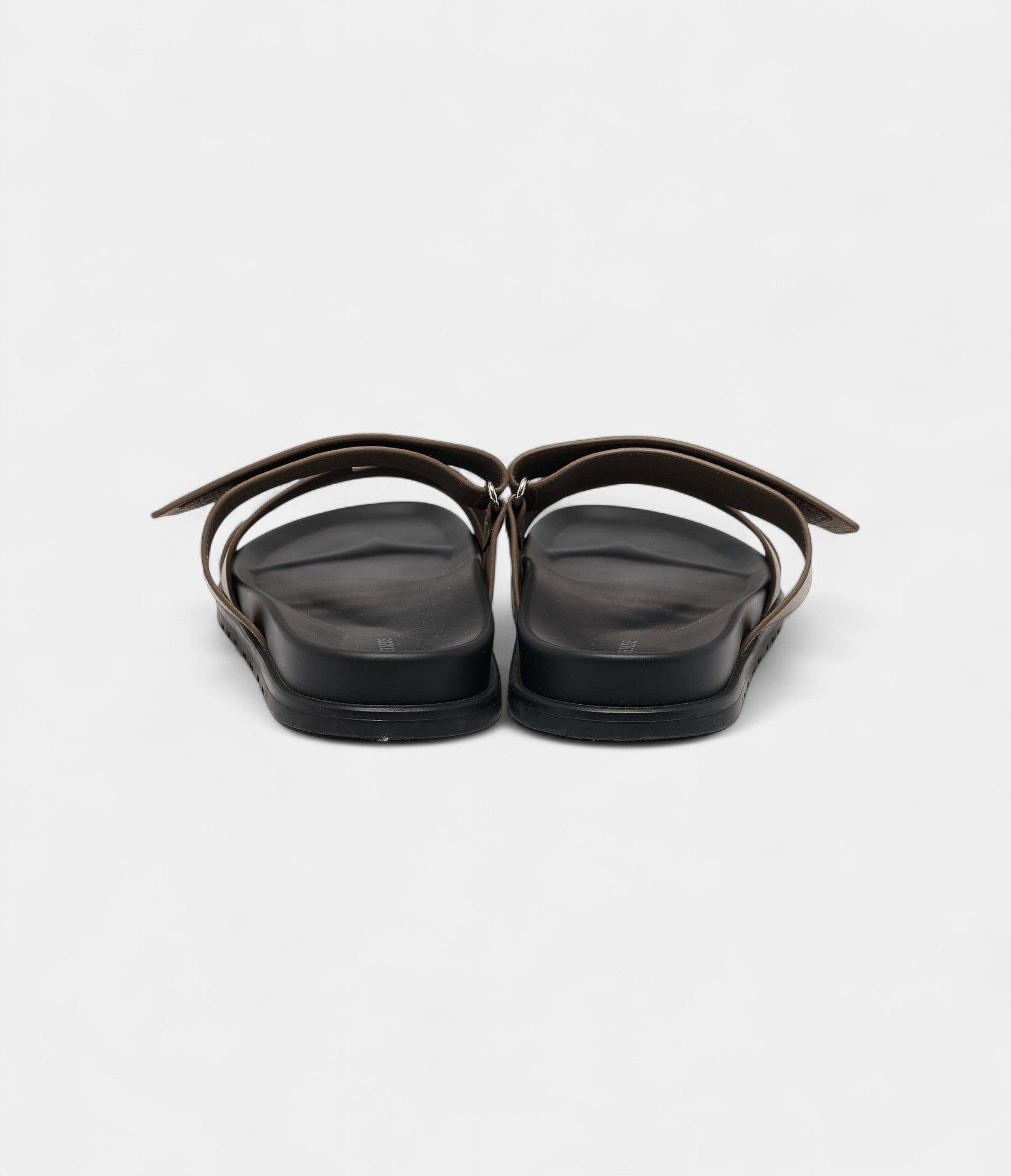 Hermes Olive Green Leather Chypre Flat Sandals 46 EU