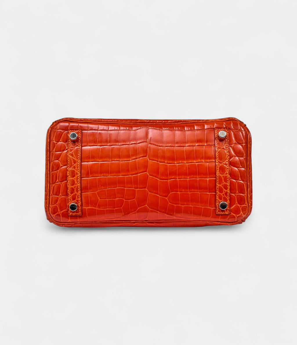 HMOrange Shiny Niloticus Crocodile BK 25 Palladium Hardware