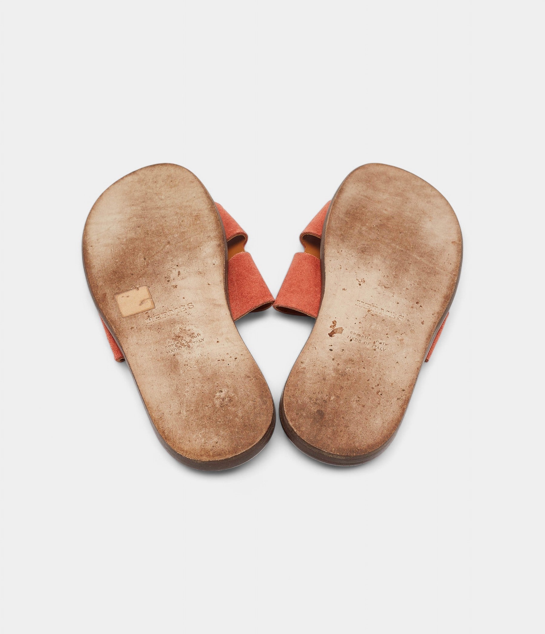 Hermes Peach Pink Suede Izmir Sandals 42.5 EU