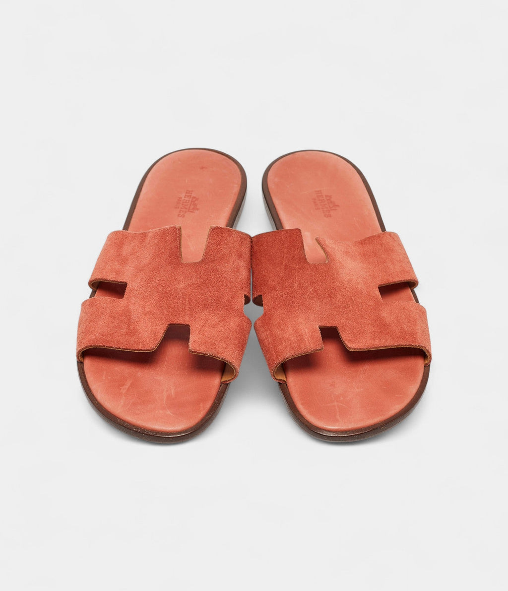 Hermes Peach Pink Suede Izmir Sandals 42.5 EU