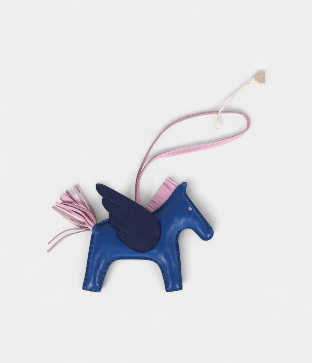 HMPegase Rodeo Bag Charm MM Bleu France Mauve Sylvestre Bleu Saphir Milo Lambskin